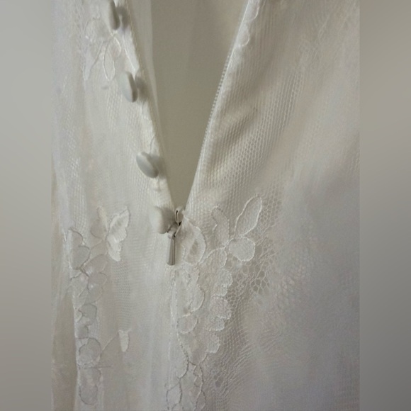 NWT Plus Size Wedding Dress White Lace Boho Cap Sleeve Size 18W Empire Waist - Picture 6 of 15